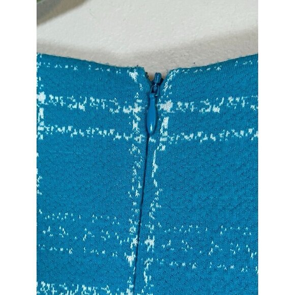 Chaps Dress 14 Blue Plaid Preppy Boho Western Retro Office 80s Neutral Feminine - Picture 9 of 15